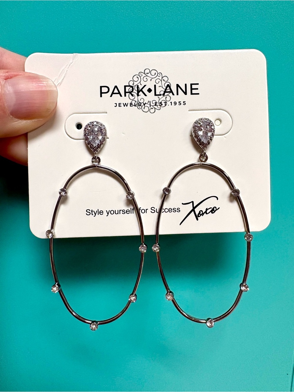 Park Lane Fairy Dust Silver Crystal Oval Drop Earrings NWT